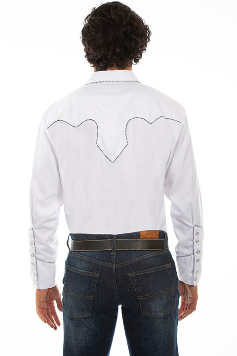 Scully Western Snap front shirt. Solid w/candy cane piping