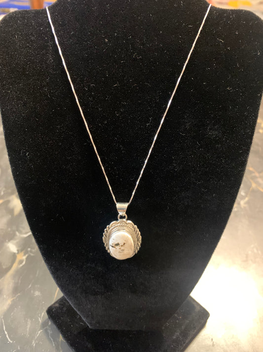 Native American Indian Handmade Silver Necklace with Buffalo Turquoise