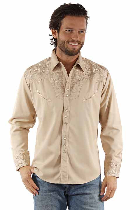 Scully Western Floral Tooled Embroidery Western shirt