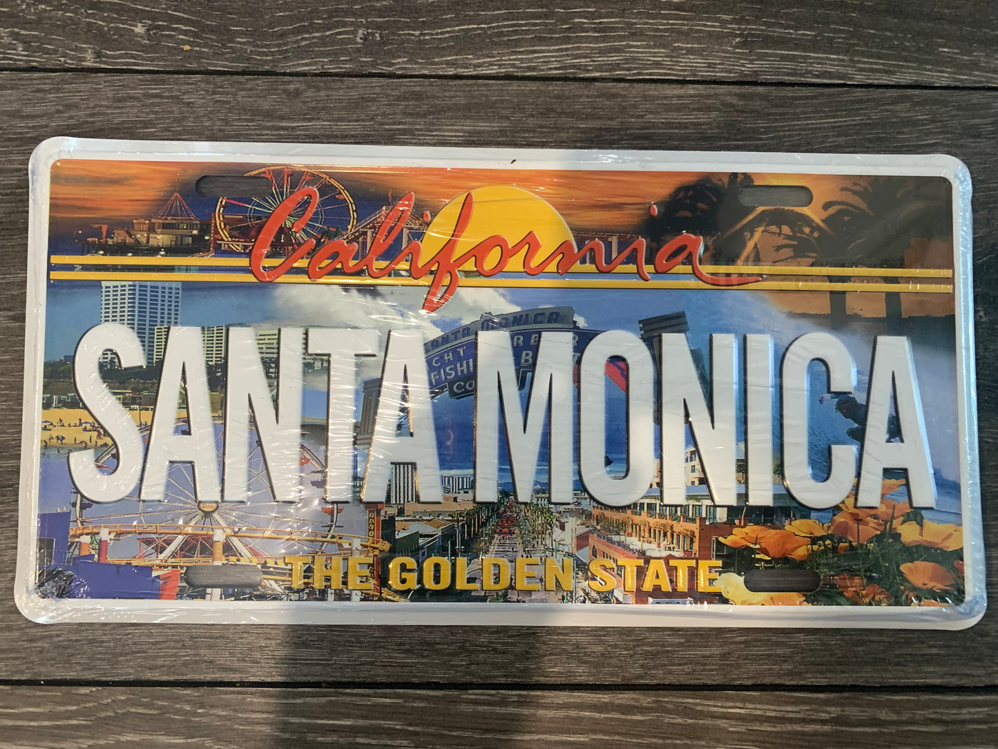 Santa Monica aluminum license plate sign