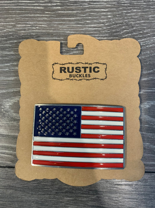 Western Cowboy Belt Buckle USA Flag
