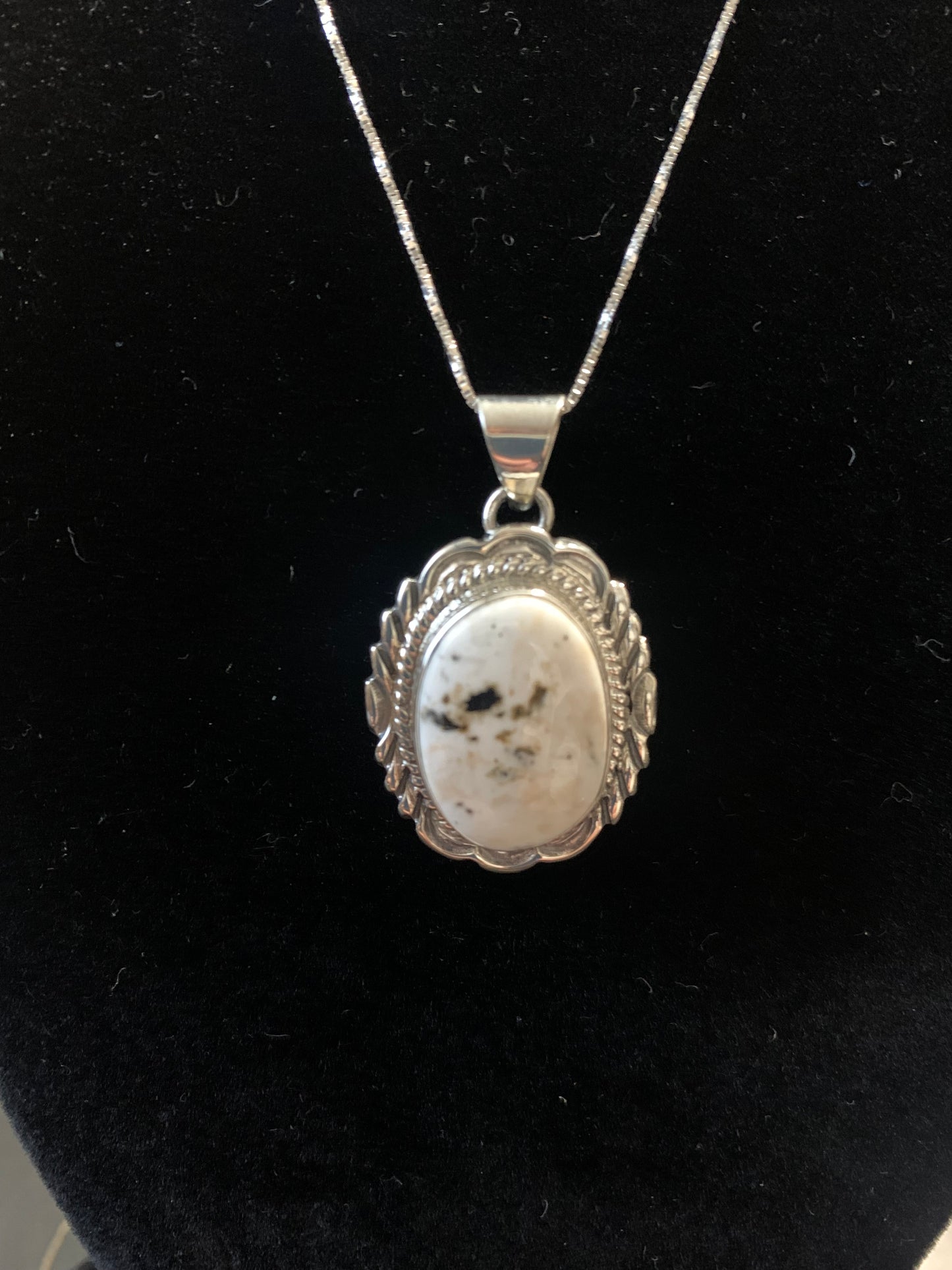 Native American Indian Handmade Silver Necklace with Buffalo Turquoise