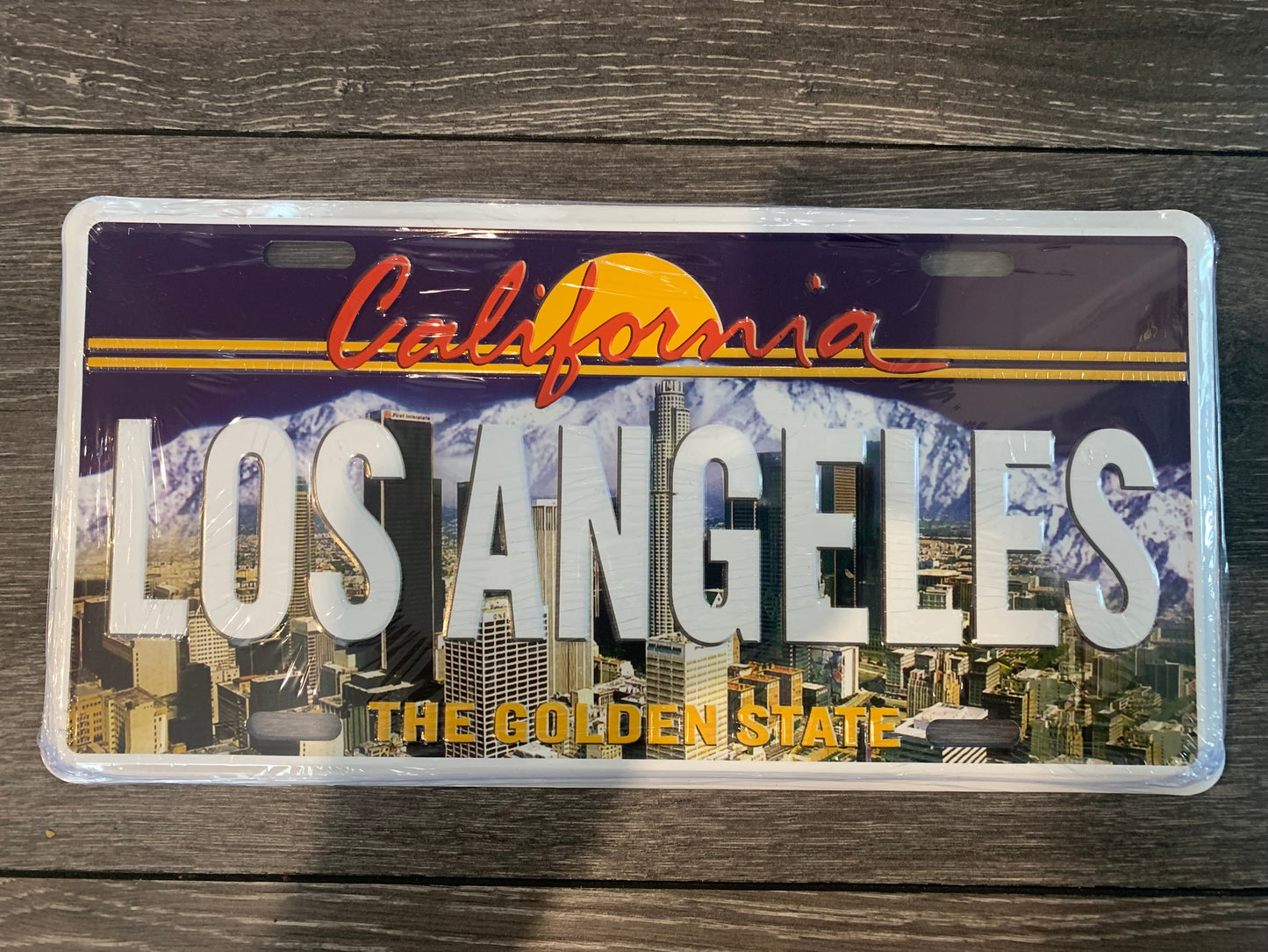 Los Angeles aluminum license plate sign