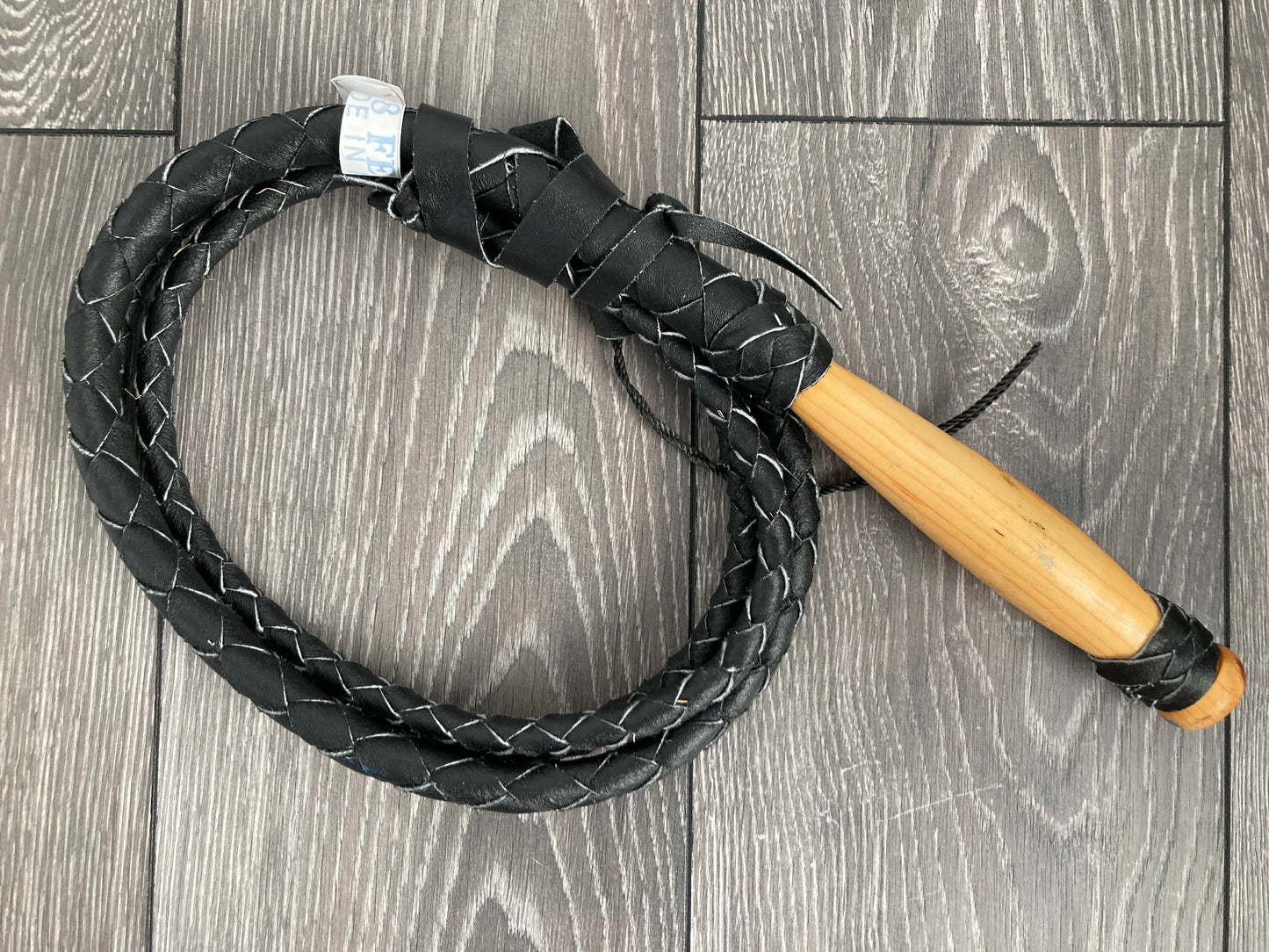Leather Whip with Revolving Wood Handle-Made in Mexico
