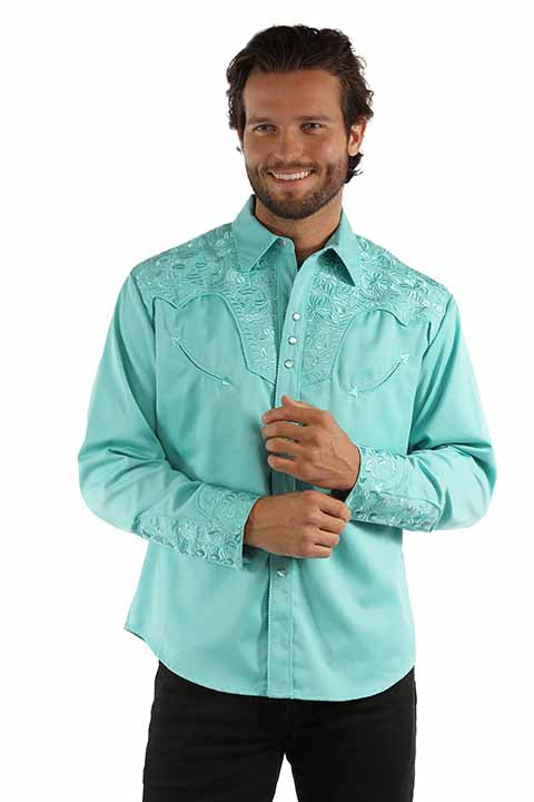 Scully Western Floral Tooled Embroidery Western shirt