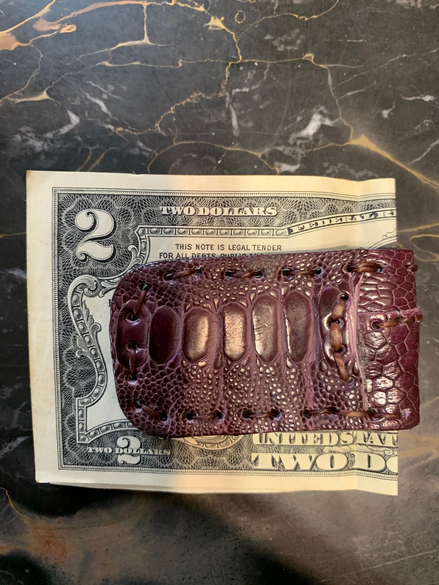Money clip Genuine Alligator Leather