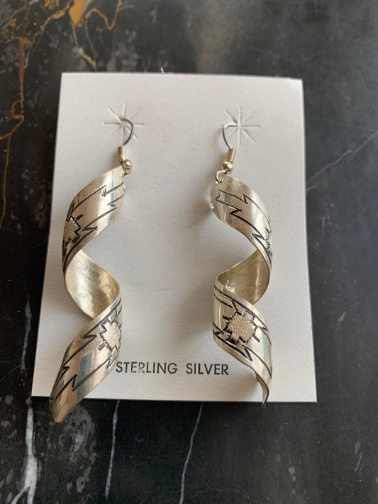 Native American Indian Handmade Silver Earrings Navajo