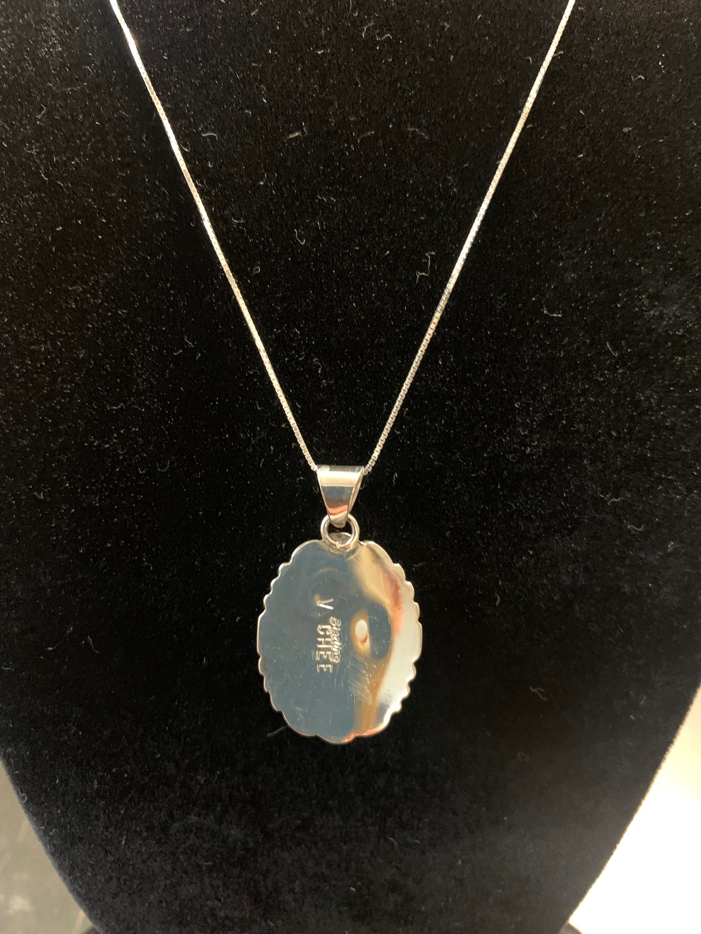 Native American Indian Handmade Silver Necklace with Buffalo Turquoise