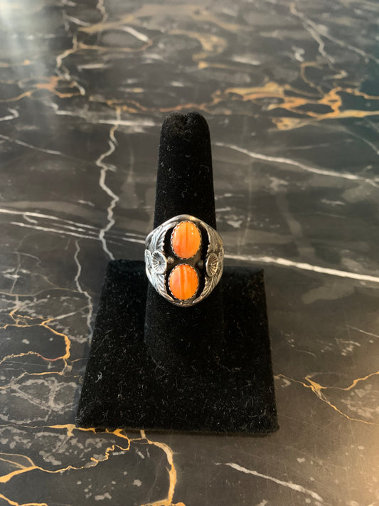 Navajo Native American Handmade Silver Ring-Signed by Charles Johnson Navajo